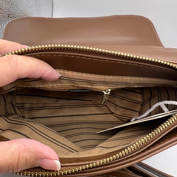 Brown Crossbody Bag with Gold Accents - Picture 3 of 3